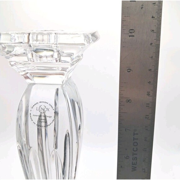 Lenox Crystal Candlestick Candle Holder 10" Tall Made In Czech Republic New Rare - Picture 3 of 4